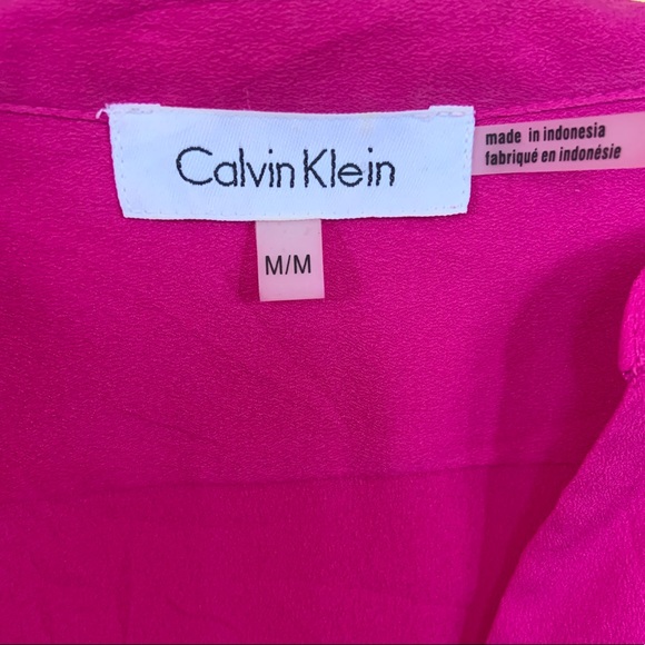 Calvin Klein Blouse Long Sleeve Magenta Pink - Picture 6 of 8
